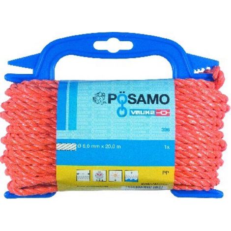 PÖSAMO PP-Seil gedr. orange 6,0mmx20m auf Kz-Haspel (1/2)