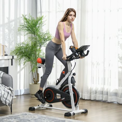 Blancs - Vélo stationnaire doté de résistance réglable, volant d’inertie 8 kg, écran LCD, guidon et siège réglables