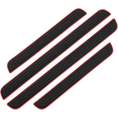 4 PCS Barres de Seuil de Porte Voiture Plaque de Seuil Protecteurs Autocollant Voiture Film Adhésif pour Protection Seuil Porte Garde-Plaque de Seuil de Porte Voiture en Caoutchouc Souple PVC(Noir) (1/5)