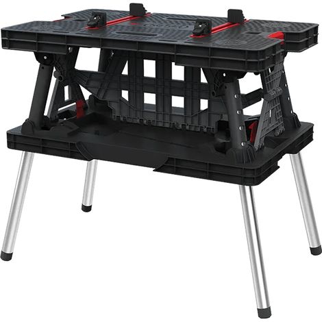 Keter Klappbarer Arbeitstisch mit Klemmen – 91x55,5x75,5 cm – Anthrazit/Rot
