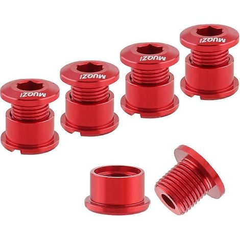 MUQZI Kit de 5 vis de plateau 6,5 mm pour vélos de route et VTT, rouge (1/5)