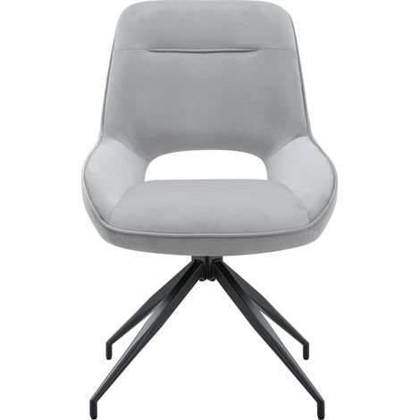 Set de 2 sillas de comedor giratorias 360° en terciopelo gris claro con patas negras MODENUIT (1/5)
