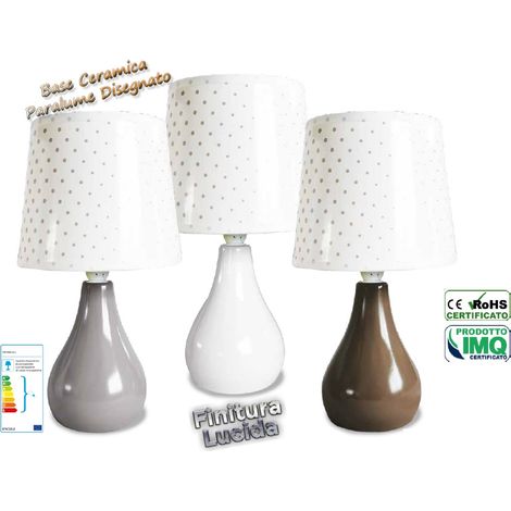 Lampada da Tavolo con base in Ceramica Dots Lucida 26 cm 3 Colori (1/2)