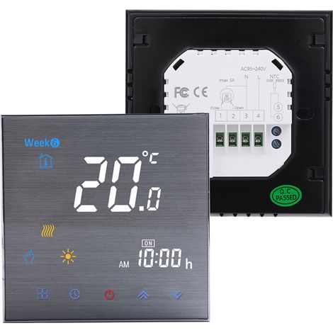 Régulateur de température numérique pour chaudières à eau/gaz, grand écran LCD, commande tactile, 5 A (1/5)