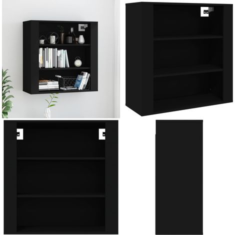 Wandschrank Schwarz 80x33x80 cm Holzwerkstoff - Wandschrank - Schwarzer Wandschrank - Regal - Aufbewahrungsschrank - Küchenregal - Home & Living (1/5)