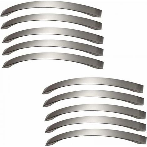 Lot de 10 Poignee de Meuble Cuisine - Chromées- Poignées de Porte Nickel Brossé Poignee de Cuisine inox Entraxe 160mm (1/4)