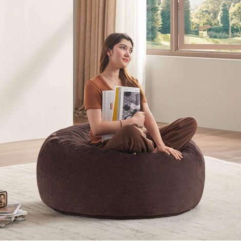 Poltrona pouf 3FT per adulti, marrone, pieghevole e lavabile, OKMYHOME (1/5)