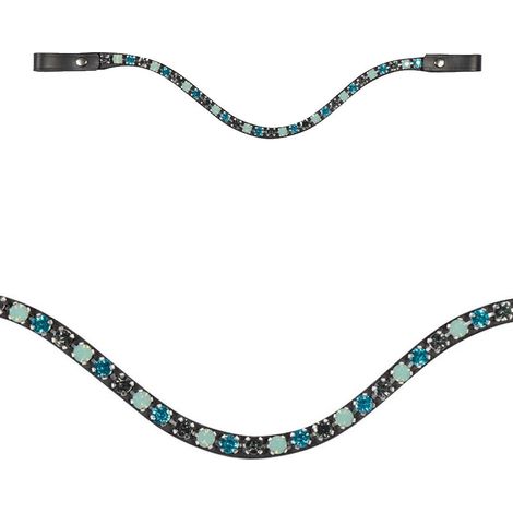 Full, azzurro / blu: Frontalino in cuoio con brillanti decorativi modello Aurora