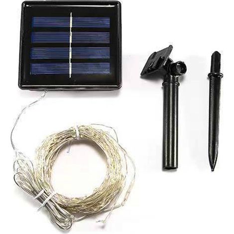 Solarbetriebene LED-Lichterkette, hohe Helligkeit, robuster Kupferdraht, 50 Stränge für den Außenbereich, 8 Modi, 5 Meter