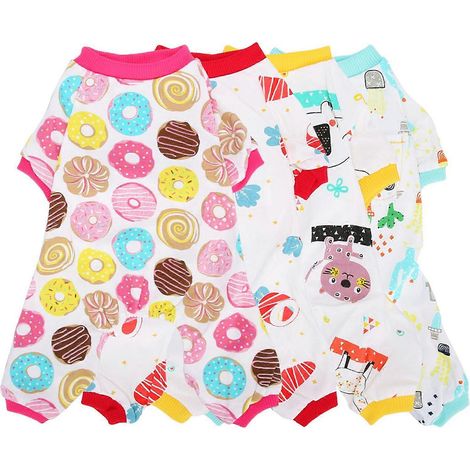 Combinaison pour chien (lot de 4) - Vêtements doux pour le printemps et l'été - Coton - Body pour chien - Chemise à manches longues - Taille S (1/2)
