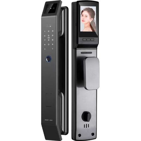 Serrure Intelligente Porte avec Caméra 3D Reconnaissance Faciale Écran Intérieur Empreinte APP et Sonnette Vidéo (1/5)