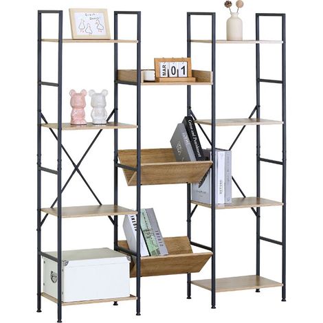 Étagère modulaire Bibliothèque ouverte structure en acier noir - Longueur 126 x Hauteur 150 x Profondeur 27 cm (1/3)