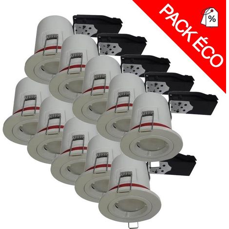 Pacchetto da 10 supporti per spot BBC RT2012 Tondo Bianco Fisso Ø88mm base GU10 Miidex Lighting® (1/4)