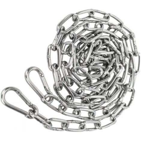 Stainless Steel Chain 3mm 1.5m Steel Chain + 2 pcs Carabiner Extension Link Chain for Hanging Anchor Chain (1/5)