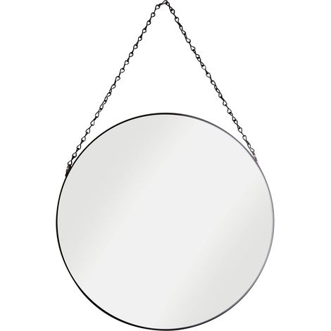 Croydex Round Hanging Mirror with Black Chain and Frame, 38 x 38cm (1/2)