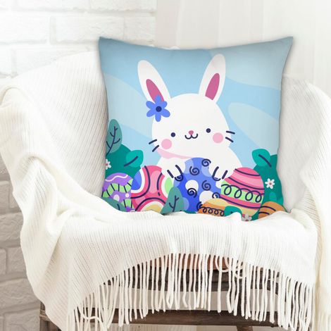 Housse de coussin pour décoration intérieure à fermeture éclair invisible pour canapé, lit, chaise décoratif de ferme pour Pâques (1/5)