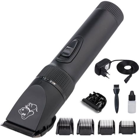 (Noir)Tondeuse Chien, Tondeuses Pour Animaux, 4 Pcs Batterie, Un Sac Cuir, Rechargeable Clippers Pour Chiens (1/4)