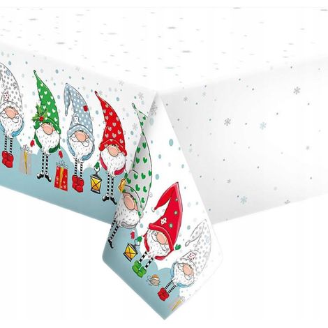 Nappe de Noël en papier, motif lutins elfes, veille de Noël, 120 x 180 cm