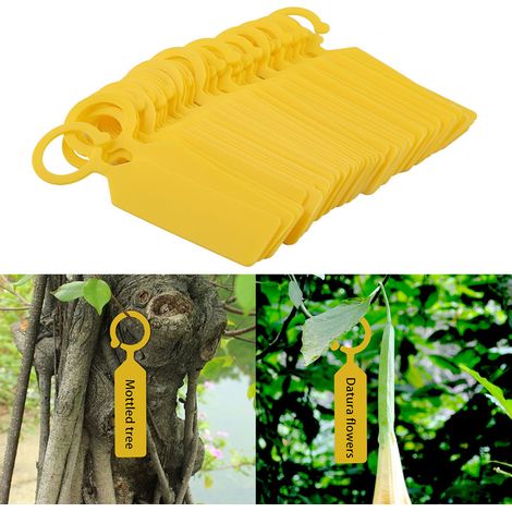 100 Étiquettes de Jardin Jaunes en Plastique pour Plantes Arbres Pépinière, Étiquettes Suspendues Décoratives (1/5)