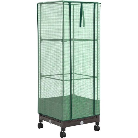 Gartenplanter mit Gewächshausabdeckung und Rädern Braun PP vidaXL