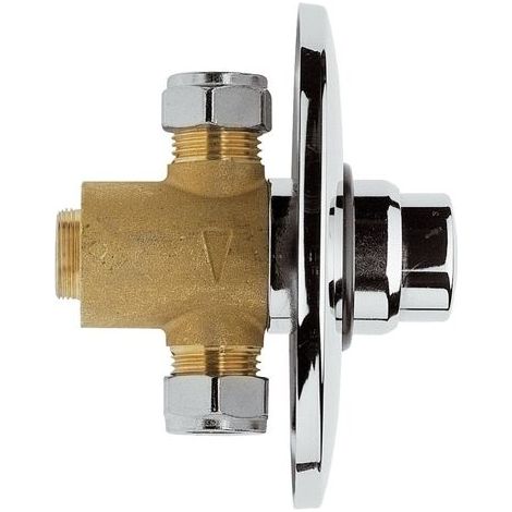 Bagnoclic – Robinet de douche temporisé encastré à poussoir – Laiton chromé – Raccords 1/2 – Plaque diamètre 11,5 cm – Temps d'ouverture 18-20 secondes (1/2)