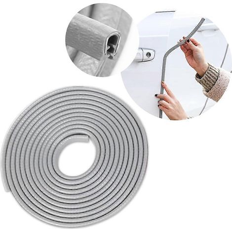 Protección para puertas de coche (gris/5 m), junta de goma protectora para automóviles, protectores de borde de aluminio para puertas de coche, accesorios exteriores universales para vehículos. (1/5)