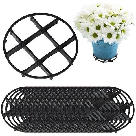 20 almohadillas de malla de plástico para agujeros de macetas, alfombrilla de rejilla redonda para fondo de macetas de bonsái para drenaje de jardín, (4,7 pulgadas-S) (1/5)
