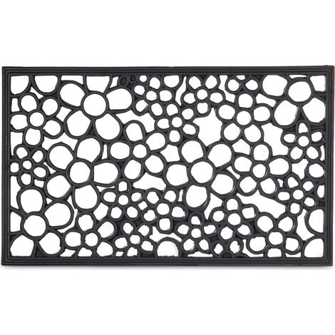 Relaxdays – Felpudo decoravito para la entrada de su hogar, 1.5 x 95 x 45 cm, Caucho, PVC, antideslizante, Color negro
