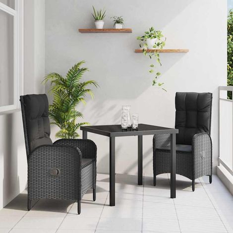 3-teiliges Garten-Dining-Set Schwarz Poly-Rattan vidaXL934947 (1/5)