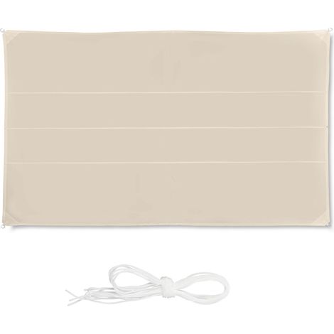 Relaxdays Tenda da sole rettangolare, idrorepellente, resistente ai raggi UV, con funi di tensionamento, terrazza, balcone, L x P: 4 x 6 m, beige (1/5)