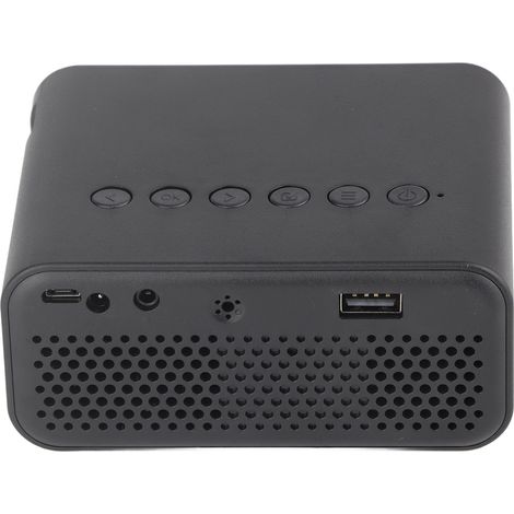 Mini-Projektor, schwarz, Auflösung 1920x1080, mit Fernbedienung und eingebautem Lautsprecher, USB-betrieben, tragbarer Projektor, geeignet für Zuhause und Büro, 100-240V Spannung, europäischer Stecker (1/4)