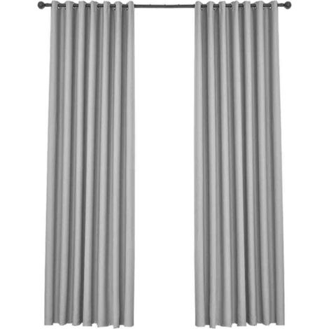 Rideaux Occultants Isolants Thermiques - Design Moderne à Oeillets - Gris Clair 132x240 cm (1/5)