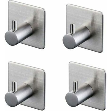 Set mit 4 3M-Klebehaken, Wandhaken fürs Badezimmer, Edelstahl, silber (1/5)