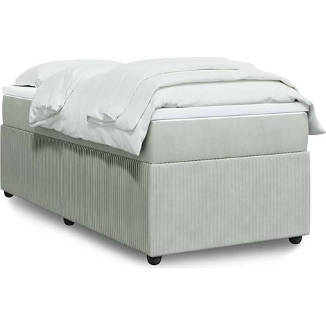 Boxspringbett mit Matratze Hellgrau 100x200 cm Samt