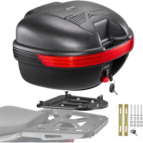 Top Case Moto Universel 30 L Coffre Arrière Scooter Valise Amovible Étanche IPX4 en PP avec Dossier et Serrure (1/5)
