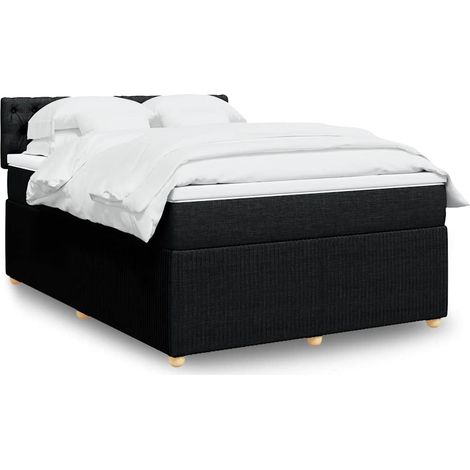 Boxspringbett mit Matratze Schwarz 140x190 cm Stoff