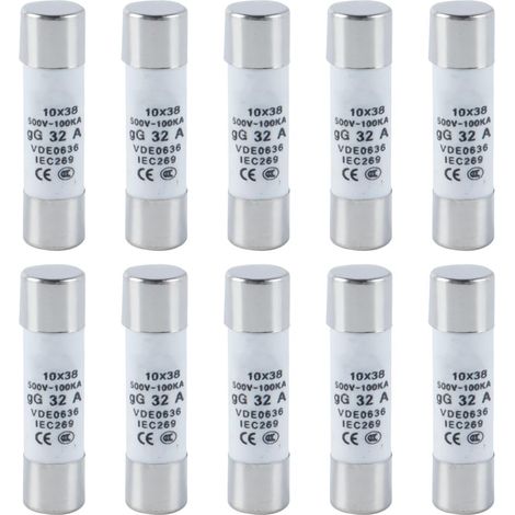 Fusibles cylindriques haute tension 32 A 500 V R015-32 10 x 38 mm (lot de 10) (1/5)