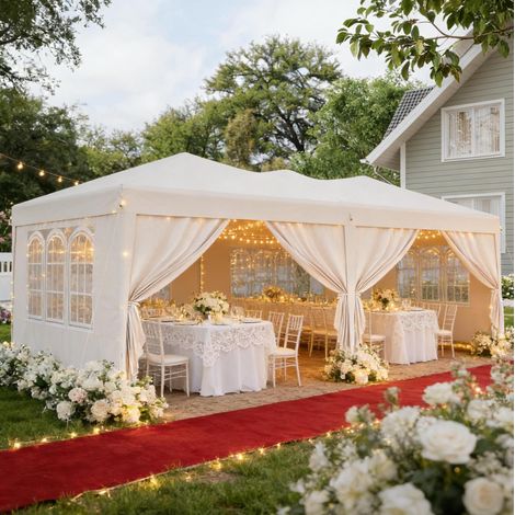 gazebo pieghevole 3x6 pop up con pareti laterali beige HAVRYA (1/5)