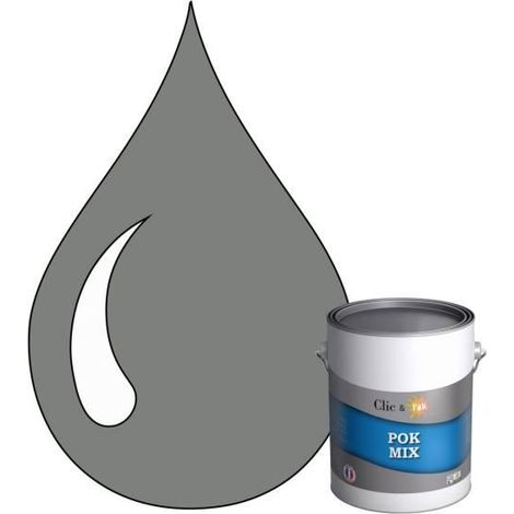 Peinture d'Accroche et Finition 2 en 1 - POK - POK MIX - Acrylique Satinée - RAL 7037 - 1L (1/4)