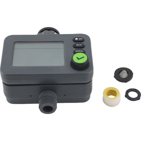 Contrôleur d'irrigation goutte à goutte avec écran LED de 7,5 cm (2,95 pouces), minuterie réglable pour tuyau d'arrosage extérieur et robinet de jardin. (1/4)