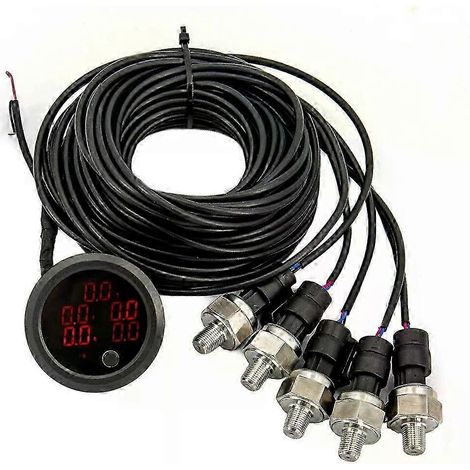 Universelles LCD-Fünfdruck-Luftdruckmanometer (BAR/PSI) für Luftfederung mit 5 elektrischen 1/8-NPT-Sensoren – JXLGV (1/5)