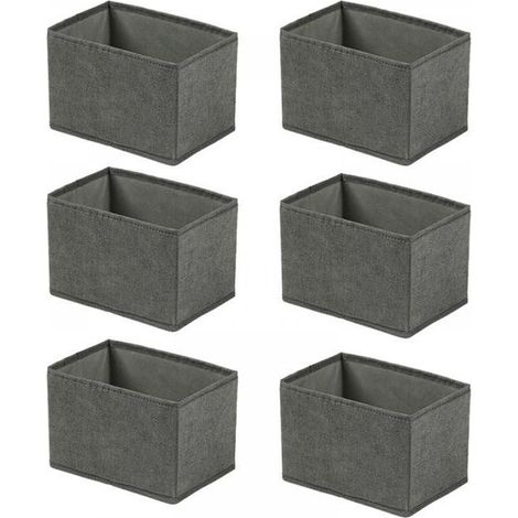 Boîte de rangement multifonctionnelle pliable pour vêtements en imitation lin, petite taille [fermeture éclair] 14x14x12cm, gris 6 pièces (1/5)