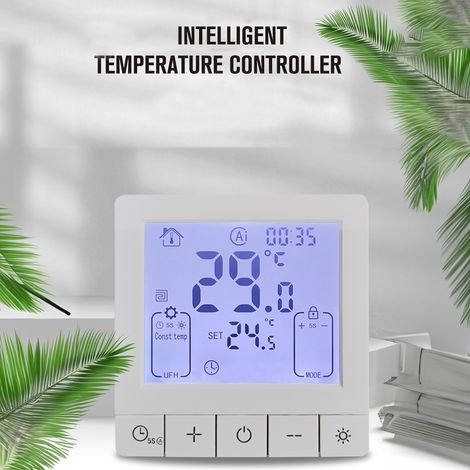 Termostato intelligente per la casa, controllo della temperatura programmabile, protezione IP20, accensione/spegnimento programmabile 24 ore su 24, riscaldamento elettrico digitale a pavimento da 16 A (1/5)