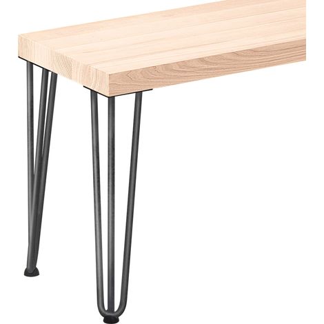 LAMO Manufaktur Tabouret pour salle à manger 30x40x47 cm (l x L x h), pied en métal modèle Simple Acier brut / assise en bois brut, LSB-01-A-001-40-0000S (1/5)