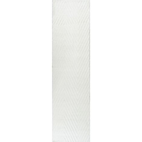 Alfombra para salón estilo moderno forma rectangular jacquard 80 x 300 cm pelo corto blanco crema Twynam (1/5)