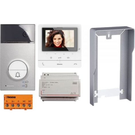 Bticino Kit video vivavoce Wi-Fi monofamiliare Linea 3000 + Tetto antipioggia - 364614