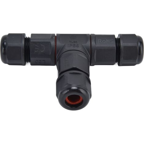 Raccord étanche IP68 3 voies 3 broches 250V 16A pour câble élec extérieur LED boîtier PA66 silicome raccord rapide screwless TL20 (1/5)