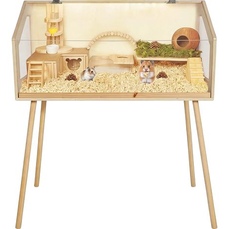 Gabbia per criceti, in legno, 101,6 x 50,8 x 120,65 cm, adatta a piccoli animali, coperchio incernierato con chiusura di sicurezza, buona ventilazione. (1/5)