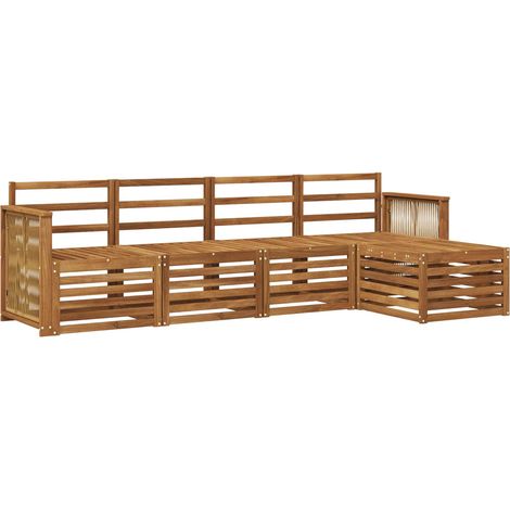 Set di divani da esterno 5 pz Salotto da Giardino Naturale (1/5)