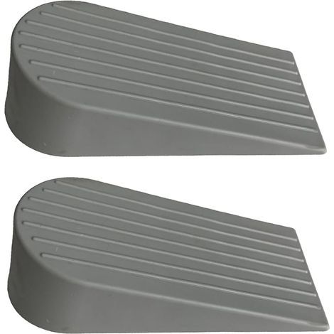 Lot de 2 butées de porte extra larges en caoutchouc robuste pour sol, antidérapantes, gris (1/5)